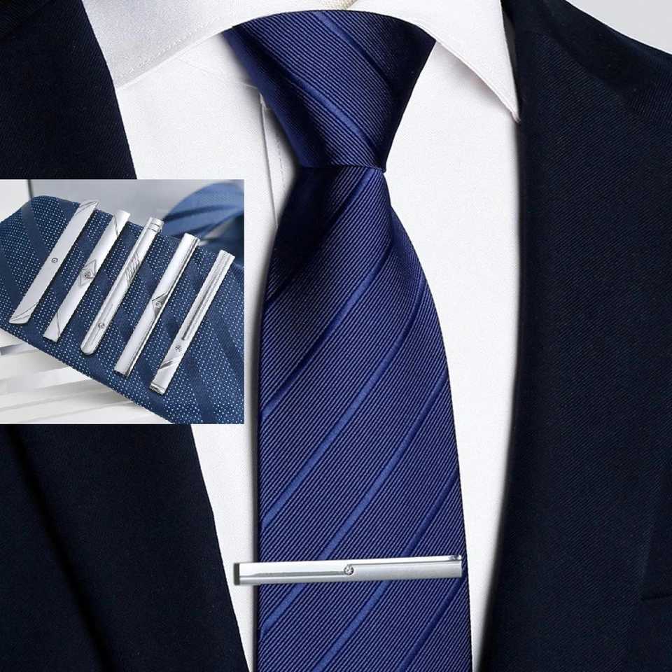 New metal silver tie clip wedding shirt collar buckle clip business gentleman pin jewelry accessory 6cm men W240914