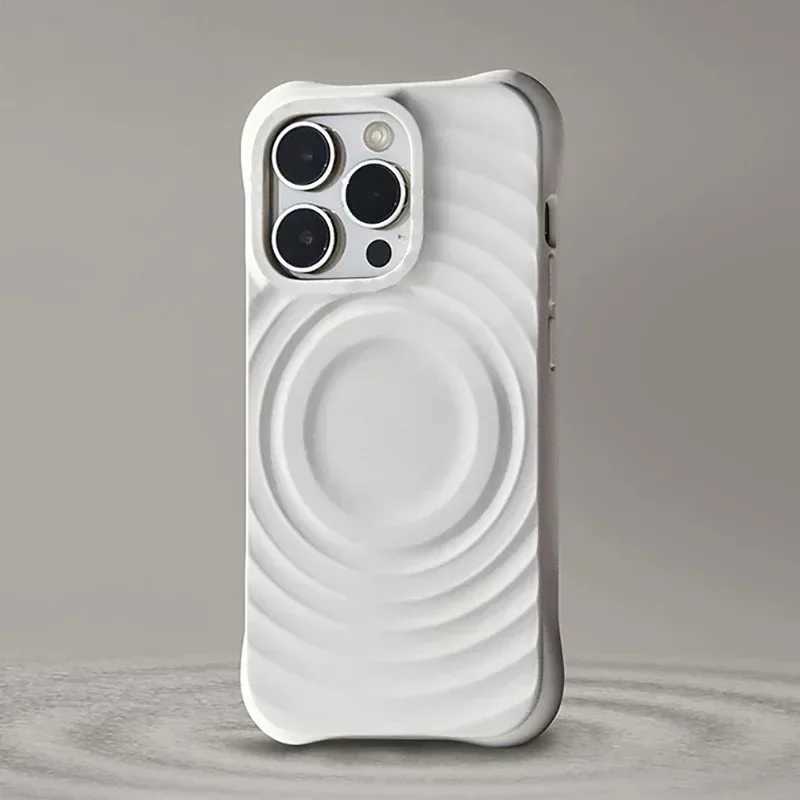 For iphone 16 Pro Max Ripple Liquid Silicon Shockproof Case For iPhone15 14 13 12 Pro Max Wireless Charge Magnetic Cover M240914