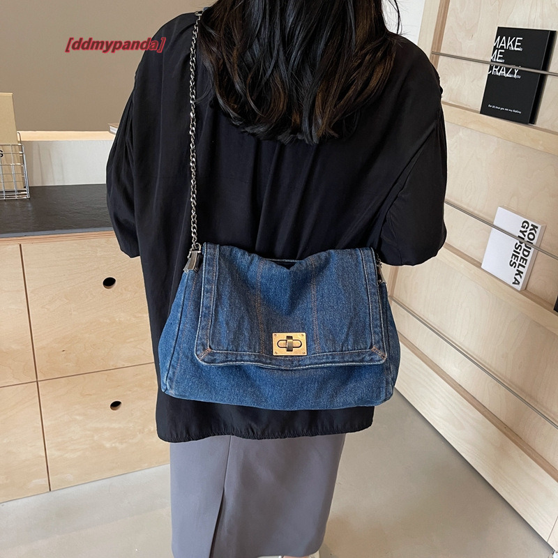 Denim chain shoulder women's fashionable commuting armpit bag, textured travel handbag #42 ddmypanda