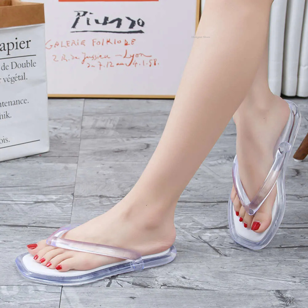 Herringbone Slippers TB Women A Square Head Jelly, Large Size Women, Fashionable And Versatile For External Wear, Sandals With Flat Bottoms , nd