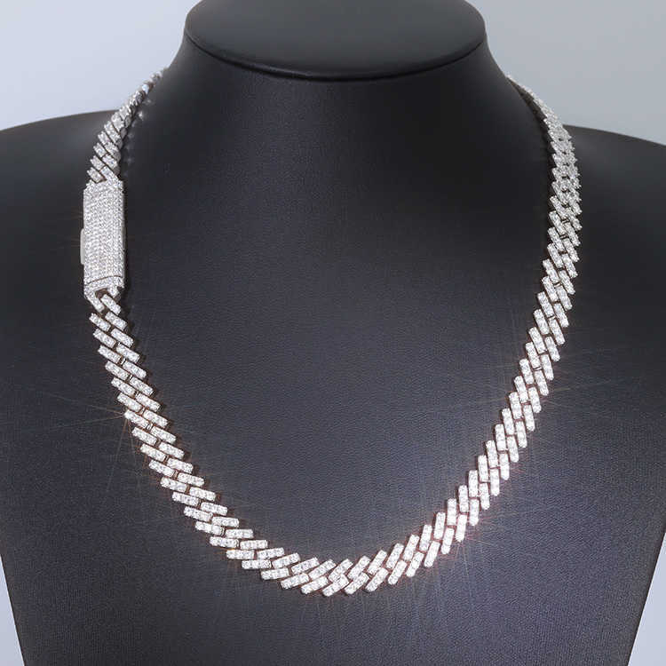 GRA Certificate 10mm Single Row Cuban Chain Fine Jewelry D/VVS Moissanite Cuban Link Chain Rapper Hip Hop Necklace Jewelry