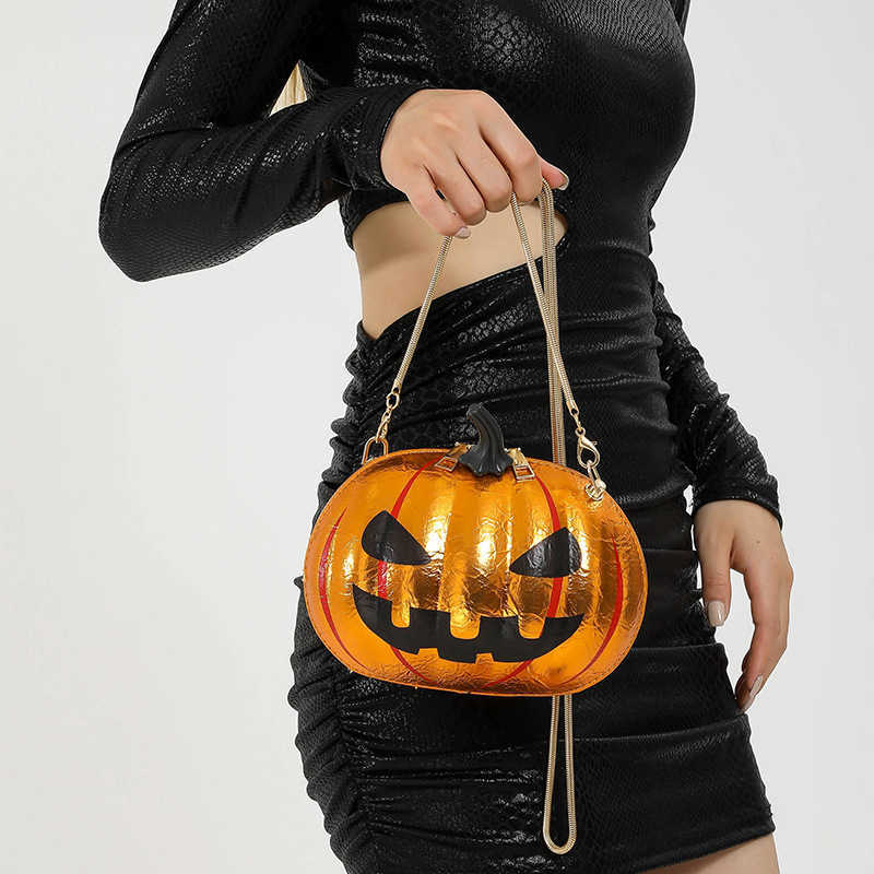 CMM Pumpkin Funny Shoulder Chain Bag Fashion and Niche Creative Circular Shoulder Bag Halloween Demon Crossbody Bag
