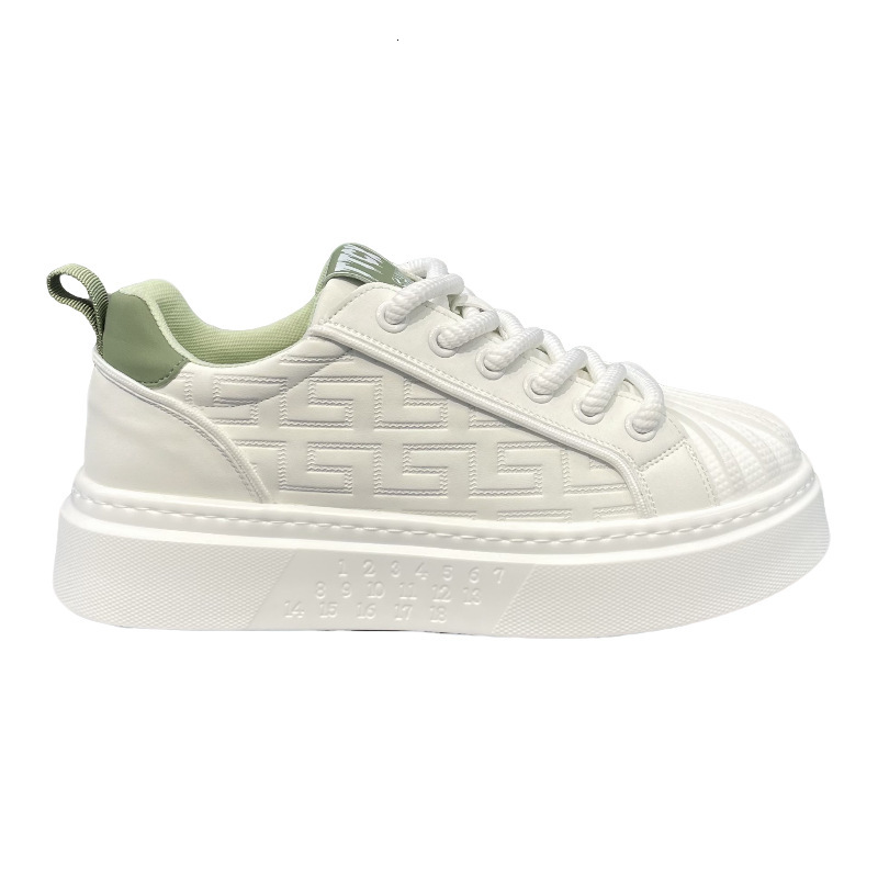 Ddmybear Men's 2024 Autumn Edition Leather Shell Toe Thick Soled Sports And Leisure Men's Height Increasing Breathable White Shoes Chinese B