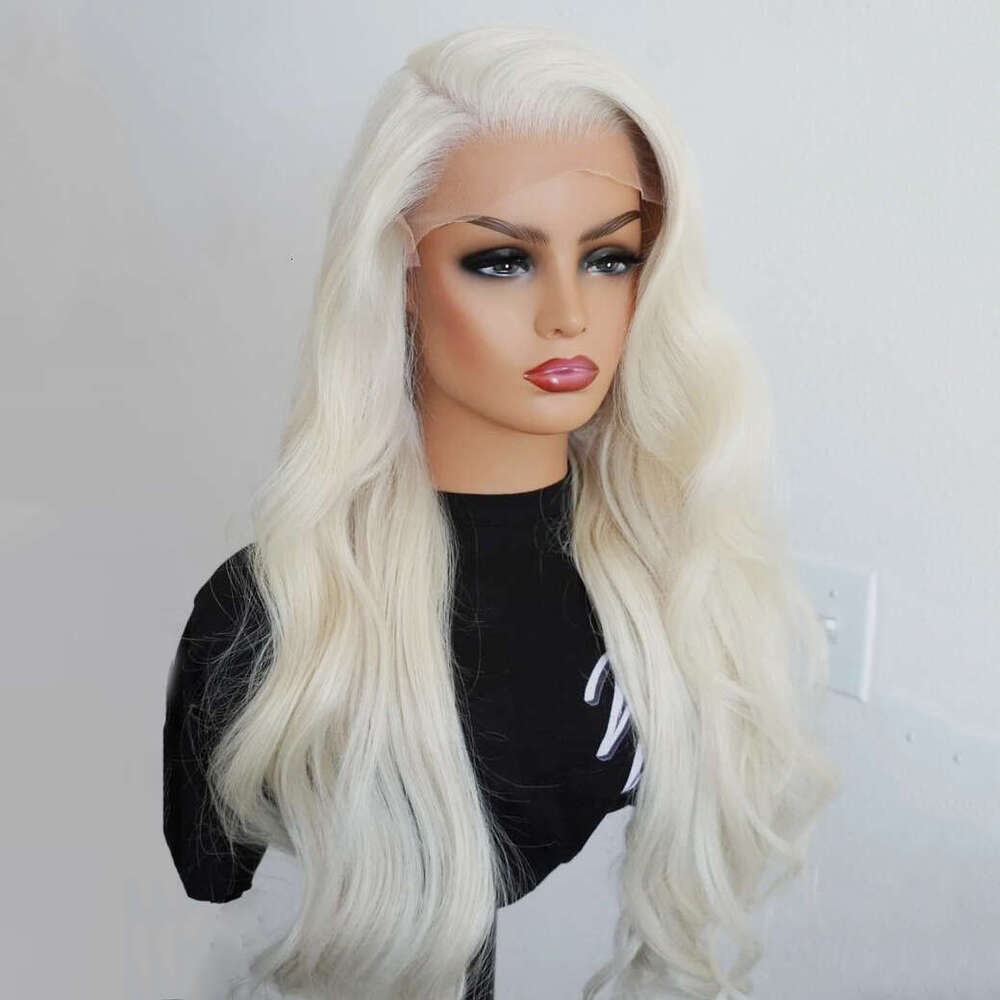 AIMEYA Ash Blonde Lace Front Light Sier Long Natural Wave Synthetic Hair Wigs For Women Heat Resistant Daily Use Wig