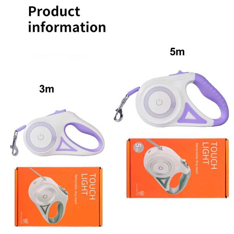 3M 5M Automatic Retractable Dog Leash LED Luminous Leading Fashion Light Straps For Dog Puppy Pet Flexi Walking Running Lead