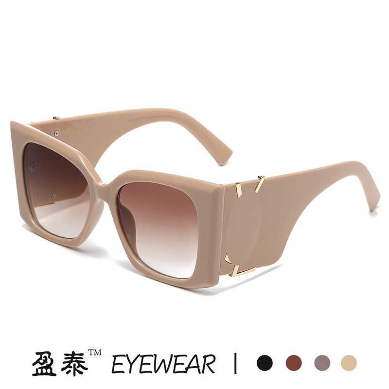 Retro Black Square Women Sunglasses Luxury Large Frame Gradient Glasses New Fashion Cat Eye Oversized Sunglasses