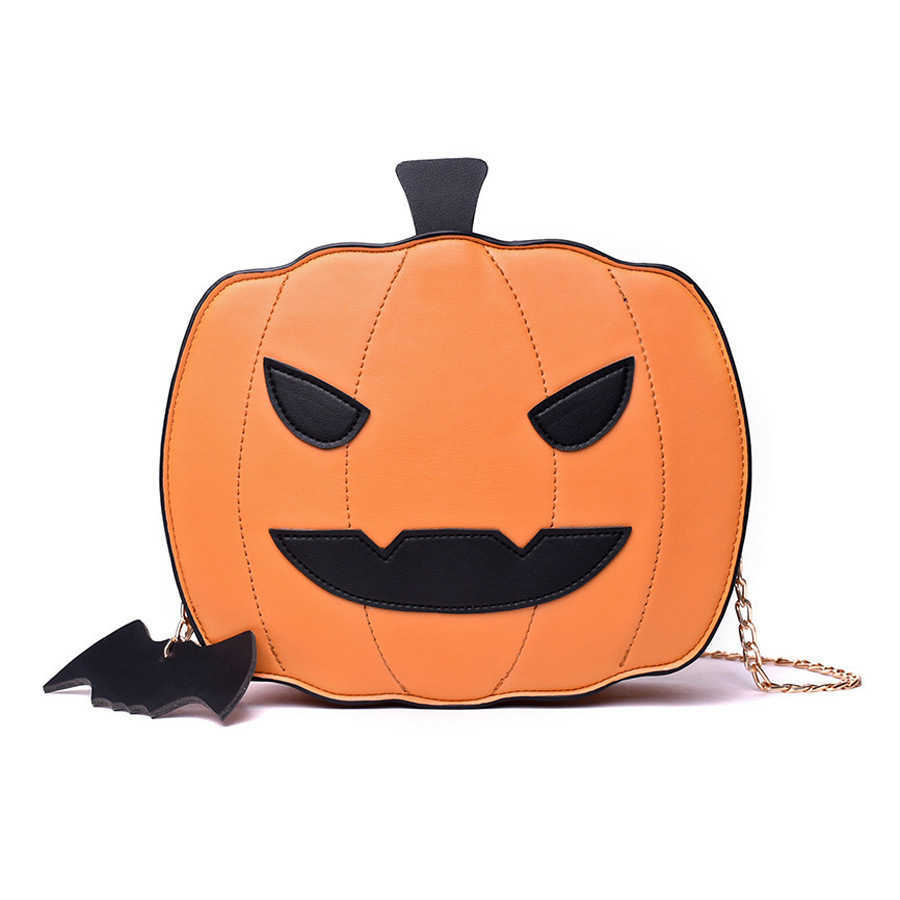 CMM Funny Pumpkin Color Contrasting Personalized Creative One Shoulder Diagonal Cross Chain Small Bag Cartoon Halloween Womens Bag