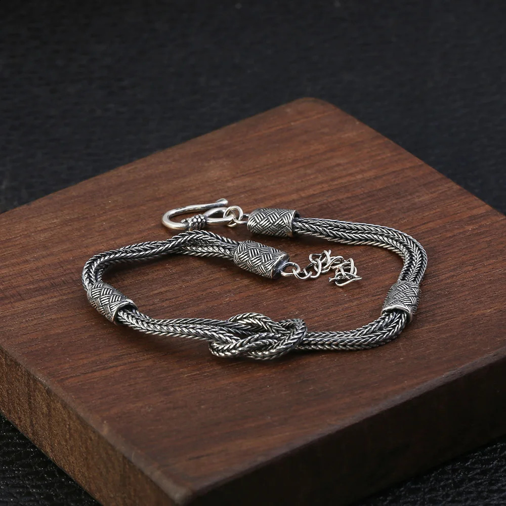 Woven knot bracelet handmade Viking jewelry truly pure 925 sterling silver for men and women ww 240919