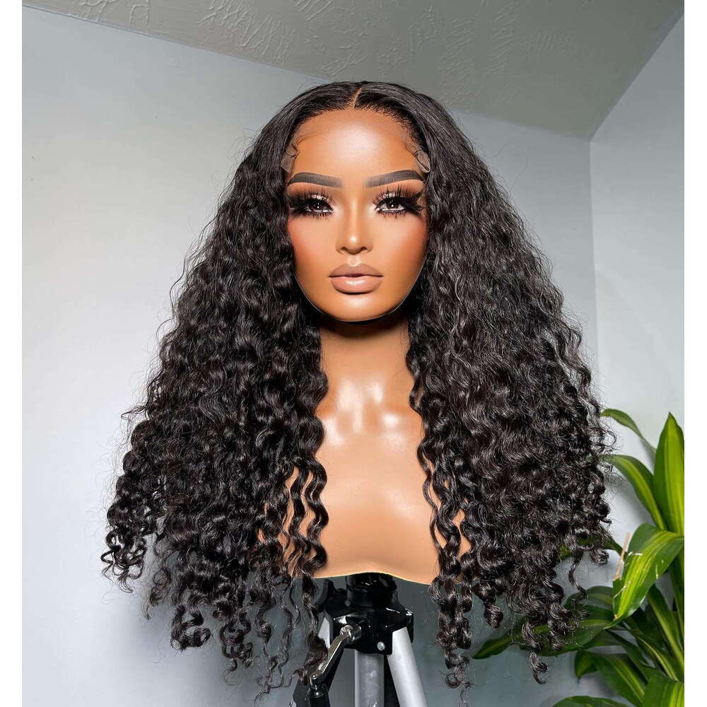 Thick Density Curly Wig 10% Human Hair Heat Resistant Synthetic Lace Front Wigfor Black Women 26Inch Daily Use