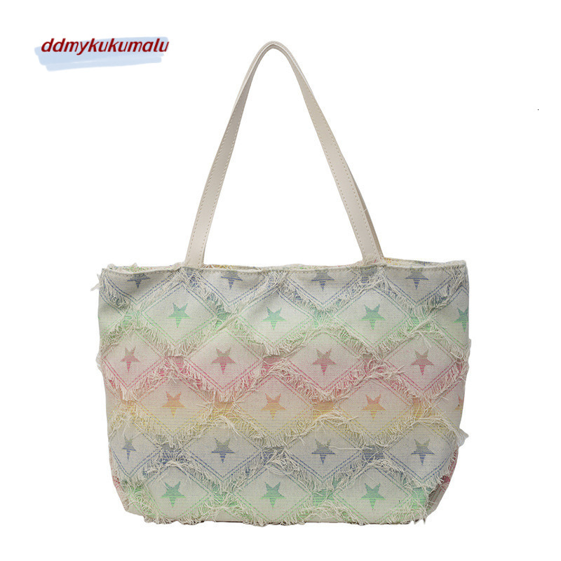 Lazy style, color fantasy tote women's new fashion, large capacity, versatile, personalized commuting shoulder bag, trendy H7.22#20 kukumalu
