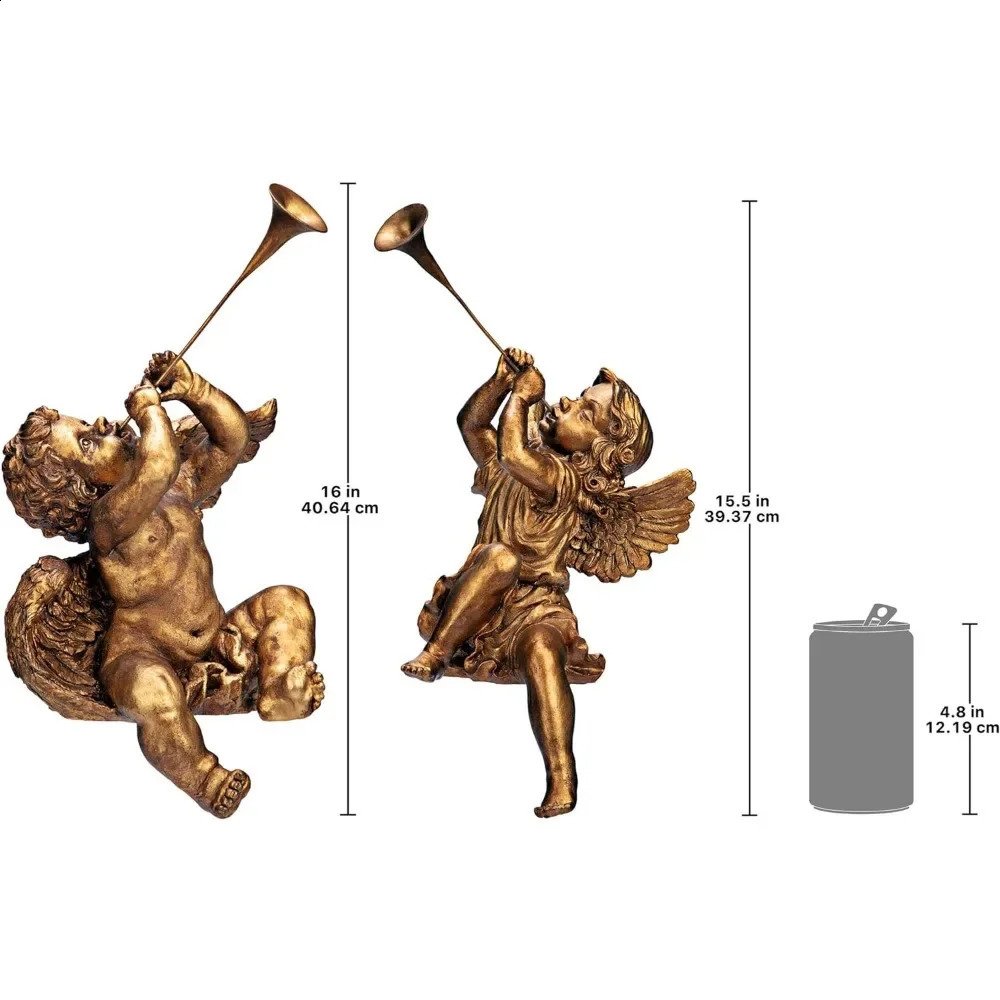 Boy and Girl of St. Peters Square Holiday Angel Statue Room Decor 2 Count Sculptures and Figurines 240910