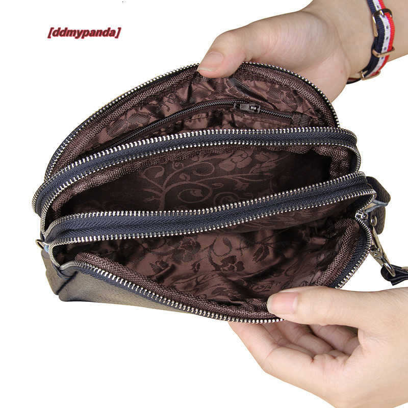 Head layer cowhide women's handbag, versatile women, three-layer zipper, large capacity, long and simple leather phone bag for women #26 ddmypand