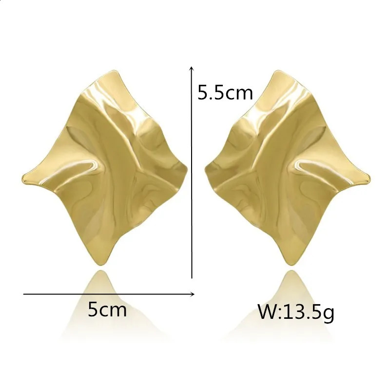 EK2126 Exaggerated Gold Color Irregular Square Shiny Metal Big Drop Earring Rhombus Punk Ear Party Jewelry 240906