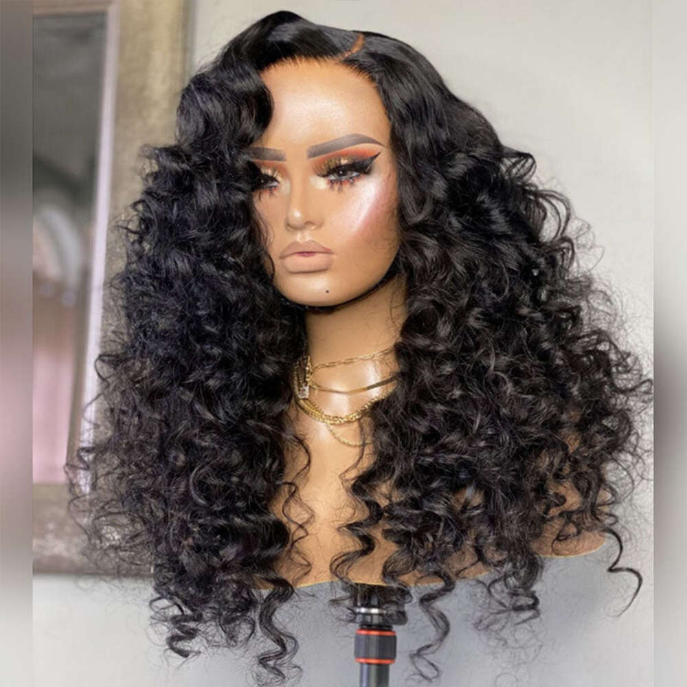 Pre Plcuked 13X4 Lace Front Afro Kinky Heat Resistant Fiber Synthetic Curly Wig