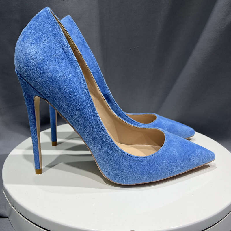 Basic Suede Pumps 2023 High Heel Brand Fashion For Women Sexy Pointed Toe 8Cm 10Cm 12Cm Wedding Shoes Size 43 44 45