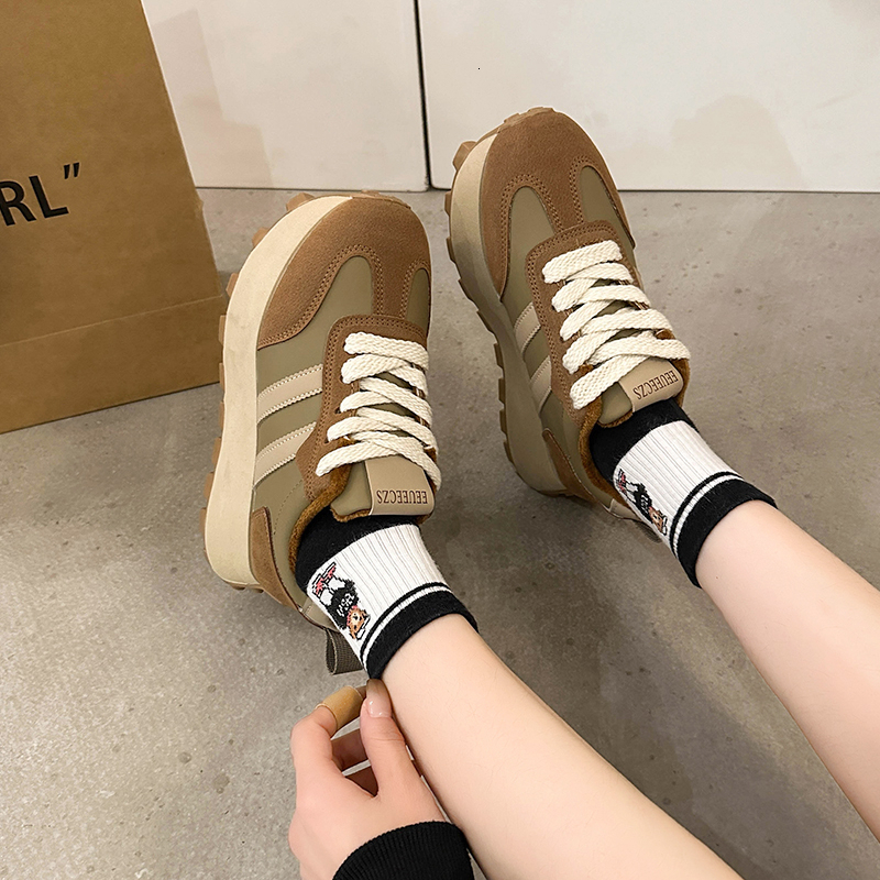 New Black Women Platform Casual Sneakers Vintage Versatile Thick Sole Dad's Fashion Designer Vulcanize Shoes