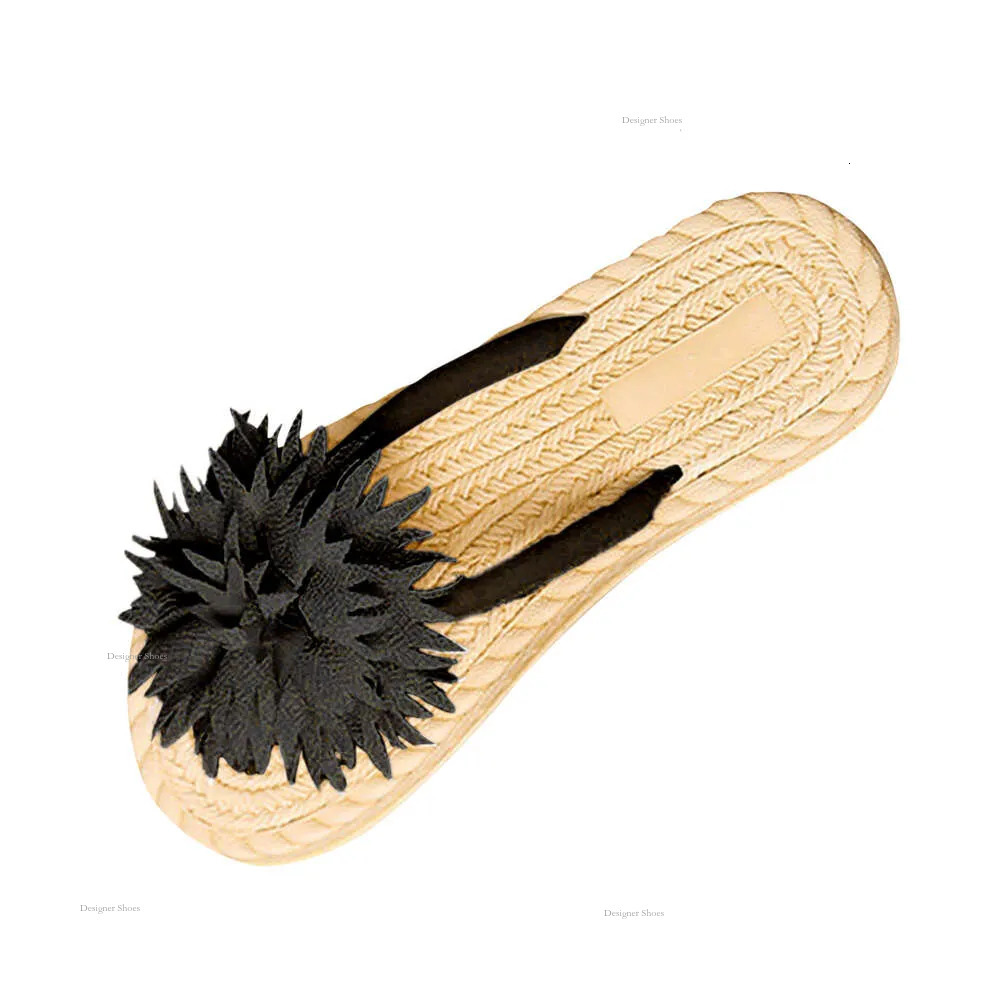 Flip Flops Flower 2024 Women Leisure Woven Beach Holiday Slippers Vintage Flat Non-Slip Outdoor Comfortable All Match Sandals