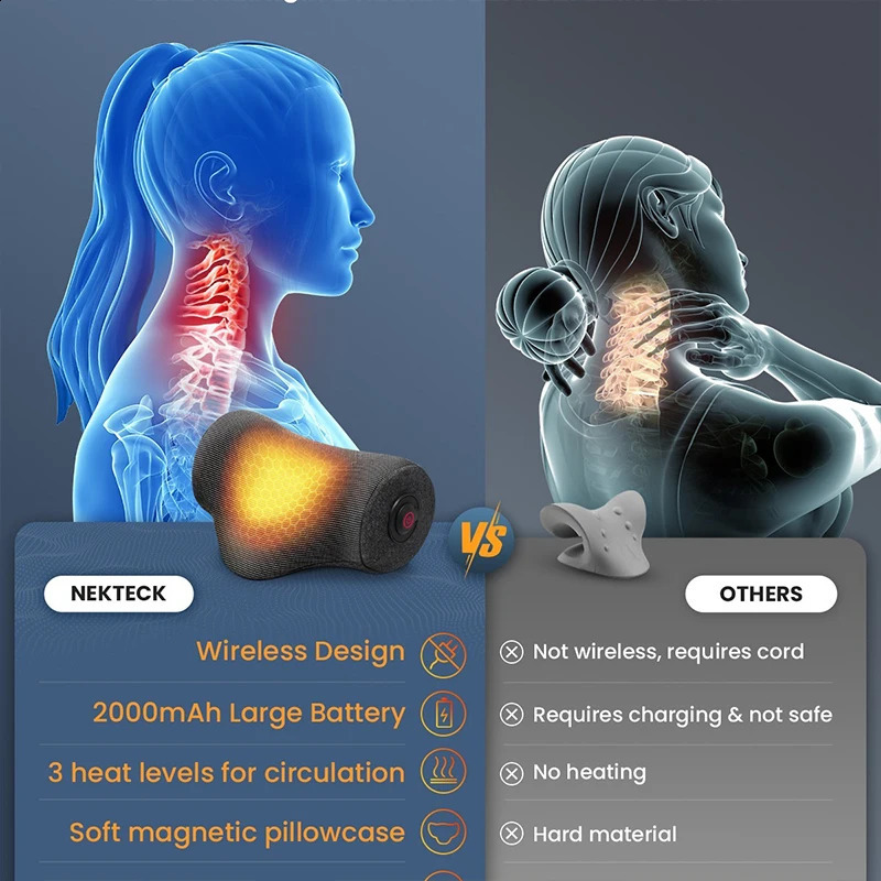 Nekteck electric massage pillow with multiple back and neck massagers providing a 5-second relaxation muscle and shoulder massage pad 240914