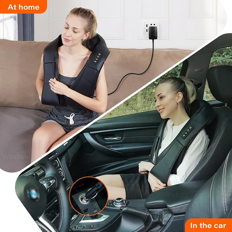 4D finger pressure neck and shoulder massager equipped with a electric back massager kneading and massaging pillow full body muscles household car 240