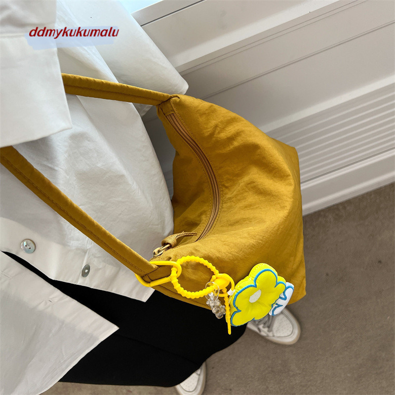 Solid color handbag for women, large capacity soft and sticky nylon cloth minimalist underarm bag, handbag, new single shoulder mommy bag H725#18 f434