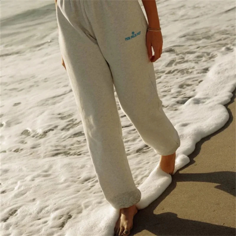Fashionable printed sports pants for women casual elastic high waisted Trouser Streetwear fitness gym jogger womens loose Y2k 240913