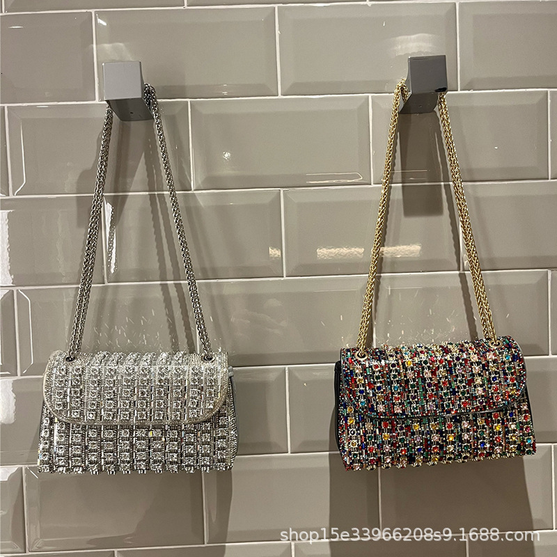 2024 New Celebrity Crossbody Evening Fashionable Diamond Inlaid with High Quality and Exquisite Square Women's Handheld Bag
