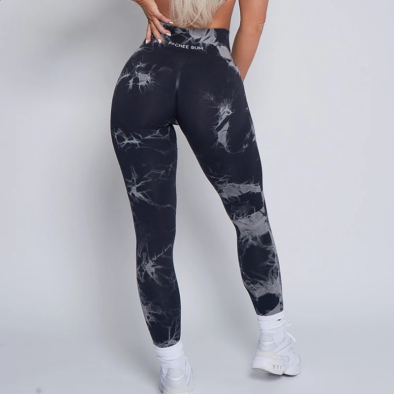 Pcheebum Seamless Legs Womens Bubble Gum Tie Dye Lightning Marble Pants Fitness Gym Exercise 240913