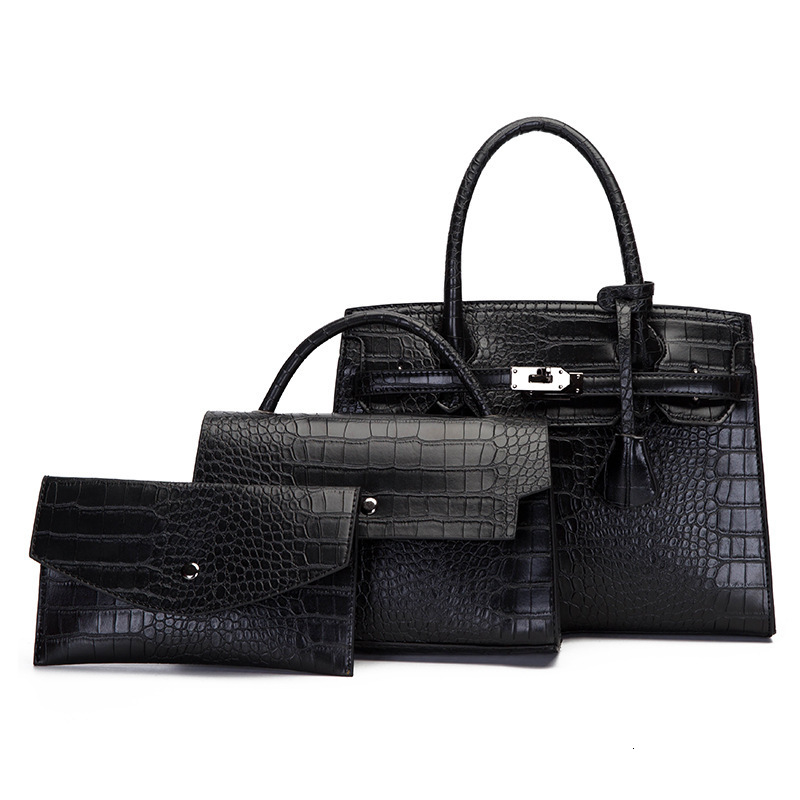 2025 New Fashion One Shoulder Handheld Luxury Bag 3-piece Set With Crocodile Pattern Mother Bag For Women