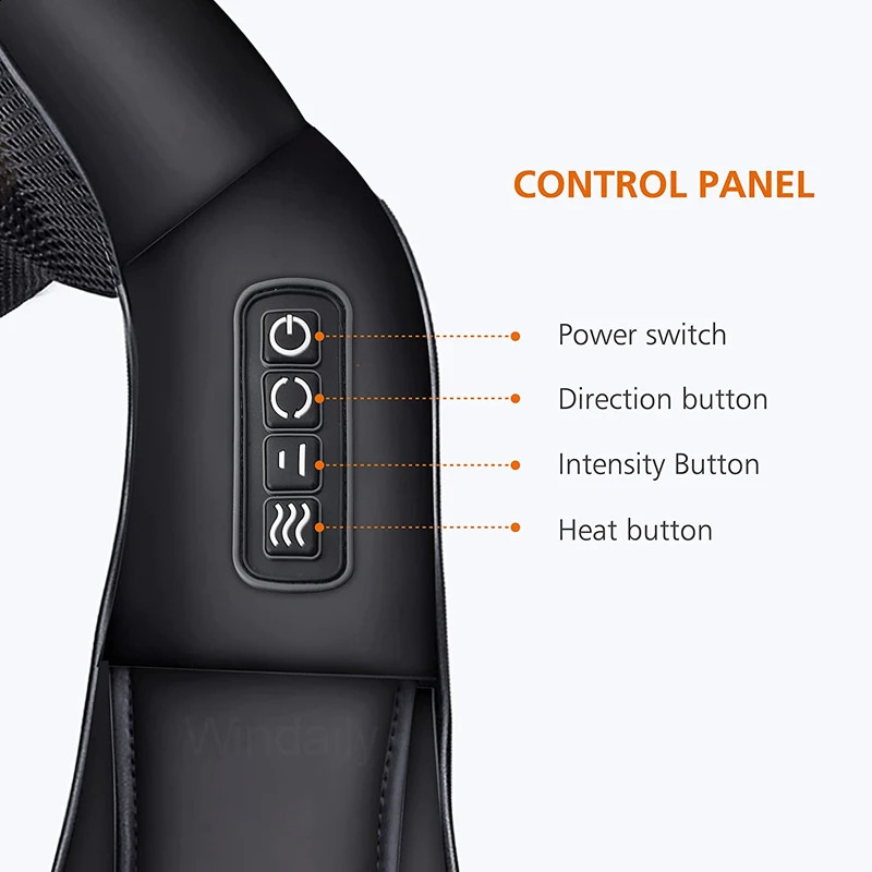 Finger press neck and shoulder massager heated back massager U-shaped deep knee electric massage pillow 240914