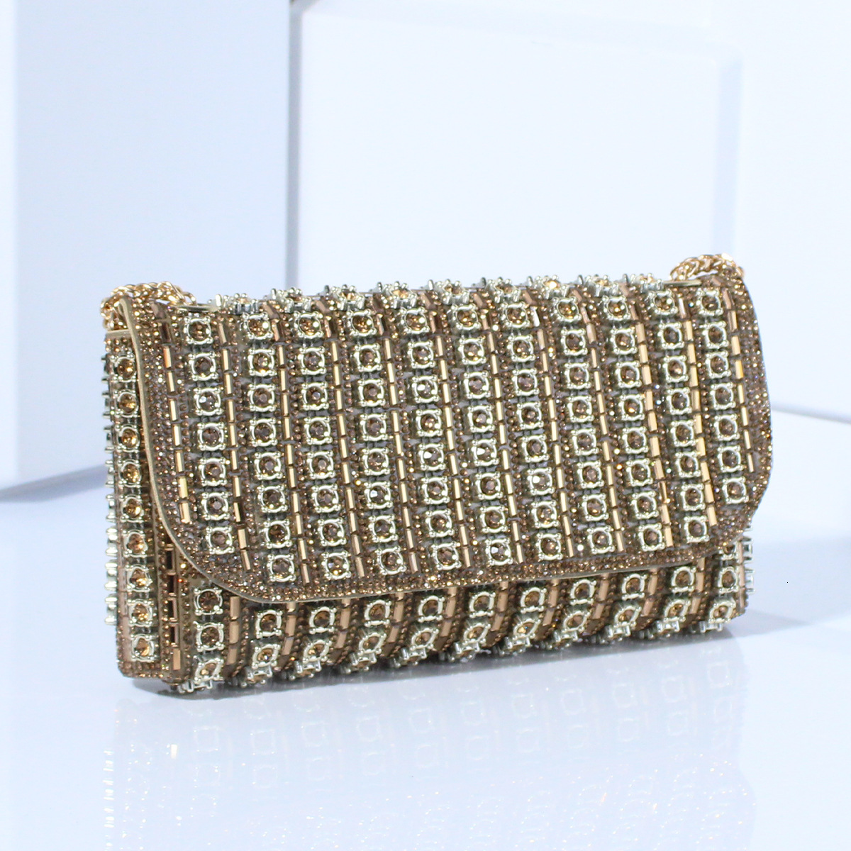 New socialite banquet bag, fashionable diamond inlaid handbag, high-end and exquisite square women's handbag