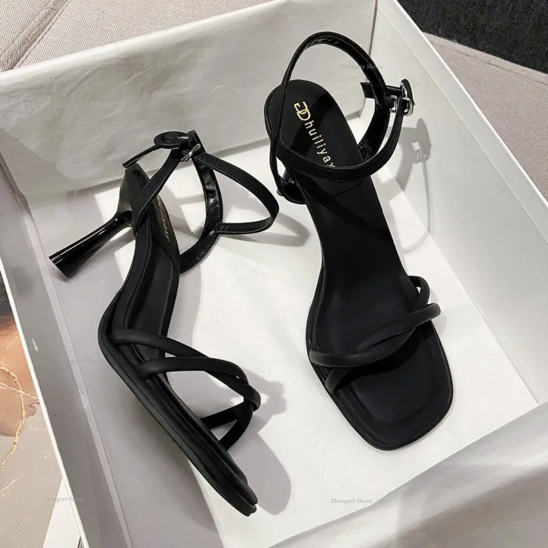 Heeled Sandals High Women's Slim Heels Sexy Open Toed Fairy Style One Line Buckle Strap Sandals Free Of Shipping
