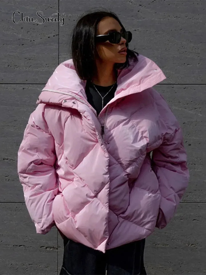 Women Solid Capless Single-breasted Padded Cotton Coat Fashion Zipper Quilted Warm Soft Loose Elastic Short Jackets 240914