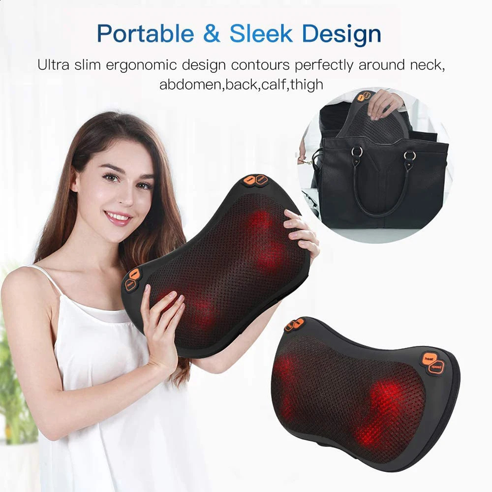 Back massager deep neck tissue shoulder massage pillow lower back calf whole body muscle relief 240914