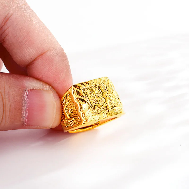 High quality AU999 gold ring rich mens 24K pure tycoon jewelry boss wealth gift 240912