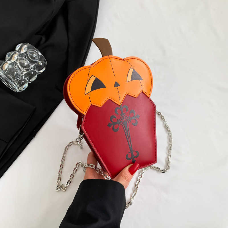 CMM Halloween Pumpkin Bag for Women Personalized and Bizarre Creative Chain Crossbody Bag Cute Business Womens Mobile Phone Bag