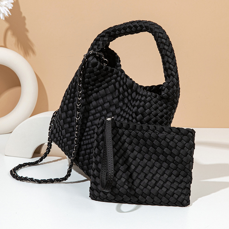 2024 new waterproof diving cloth hand woven women's casual handle, mother bag, single shoulder crossbody bag