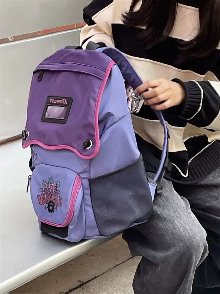 Korean original Preppy Style Contrasting Colors All Match Sweet School Bag high-capacity student backpack 240912