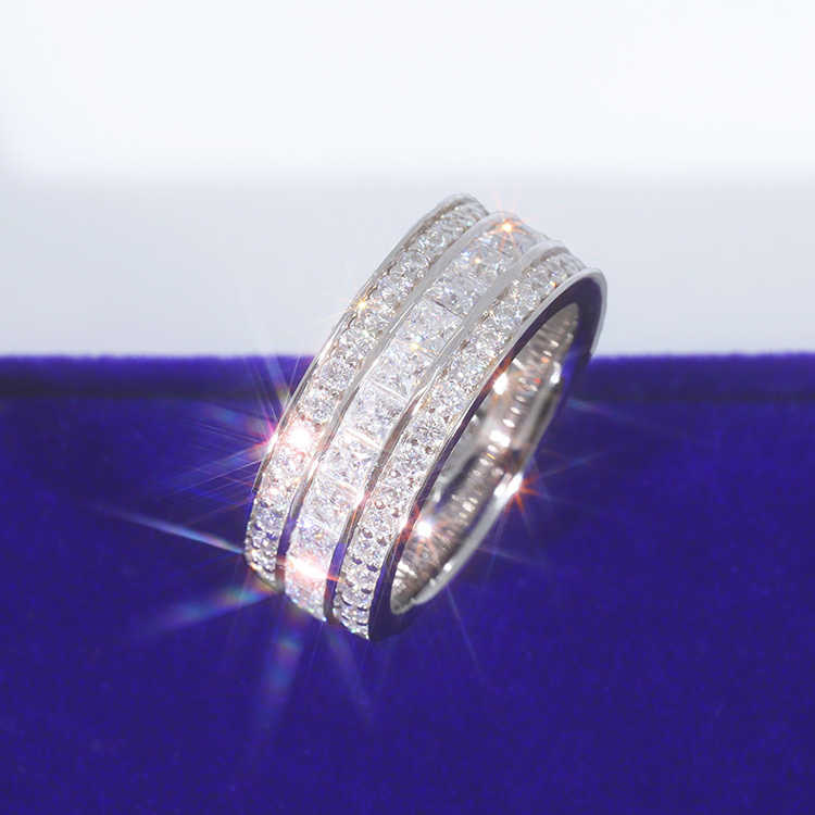 Fashion Design Solid Sier With iced out GRA Round Moissanite dia For Mens Hiphop Rings