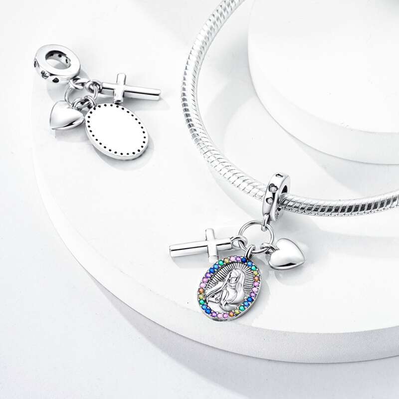 925 Sterling Silver Cross Crown Kind Mother Charms Beads Fit Original Bracelets Fine DIY Jewelry Festivals Gift