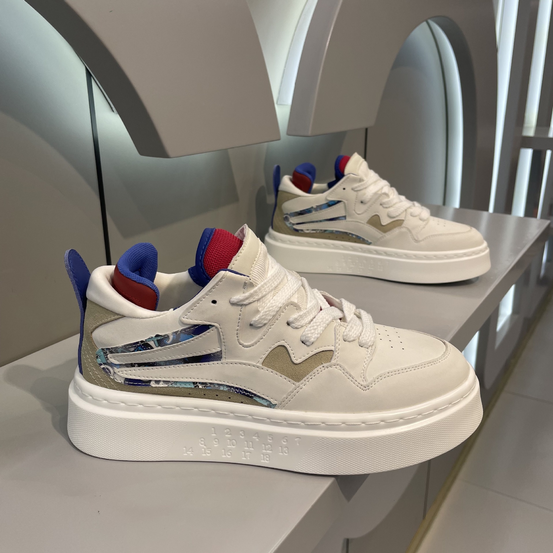 Ddmybear Little White Autumn New Leather Face Color Blocked Low Cut Casual Board Fashionable Versatile Sports And Leisure Men's Shoes Chinese Bra