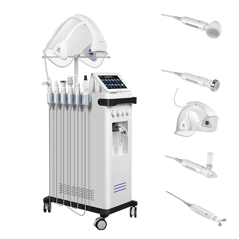 Professional 12 IN 1 Oxygen Dome Mask Pore Exfoliating Skin Care Lifting Machine Dermabrasion Facial Deep Cleansing Instrument Aqua Hydro Beauty Equip