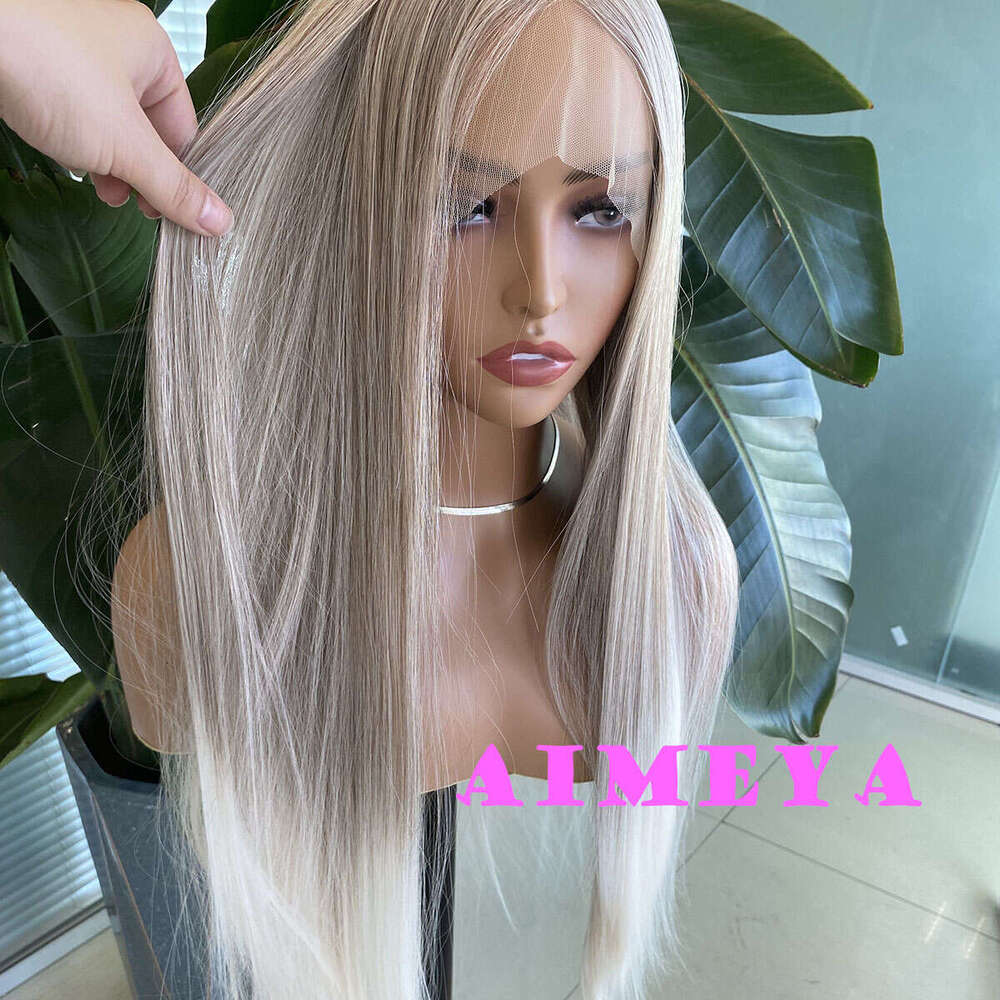 AIMEYA Blonde Wig For Women Ombre Color Lace Front Wigs Highlights Natural Looking Synthetic Hair Heat Resistant Daily Use