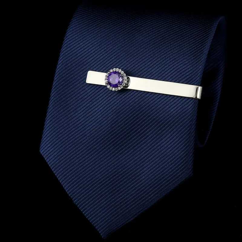 Mens high-end round zircon tie clip fashionable wedding dress necklace accessories jewelry luxury rhinestone tie clip mens gift W240914