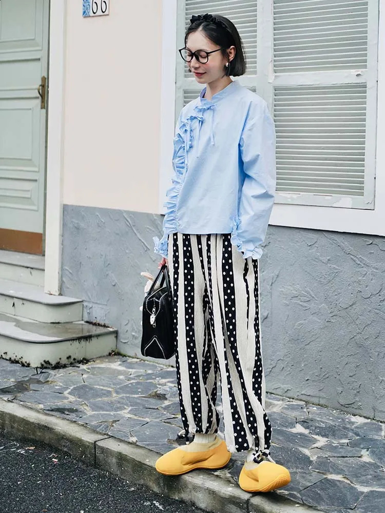 IMAKOKONI original n elastic waist striped pocket loose long leg pants one ninth 223763 240913