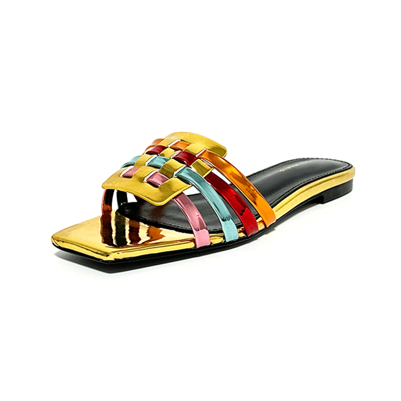 designer slippers flat for women sexy sandals indoor outdoor slides genuine leather shoes with box size 35-44
