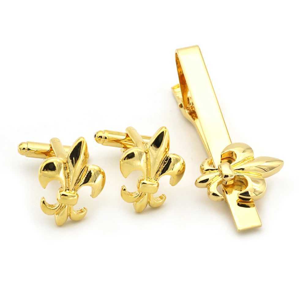 High quality cufflink tie clip set necklace tie clip classic anchor bead cut pattern tie rod cufflink tie clip set mens jewelry W240914