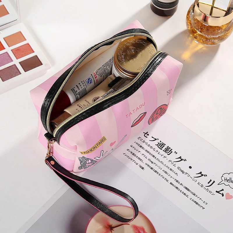 Pu Graffiti Storage Makeup Organizer Bagette Bag Cosmetiquera Small Cosmetic Organizing Bag For Girls Pillow Makeup Pouches Z240914
