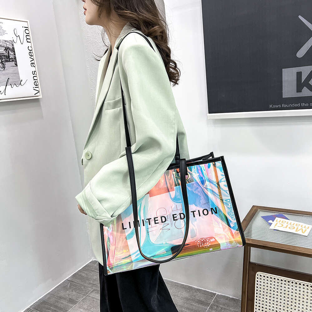Designer bag Cute Holo Transparent Bags For Women Laser Clear Handbags Holographic PVC Candy Beach Waterproof Shoulder Bags Jelly Femme Bolso tote bag