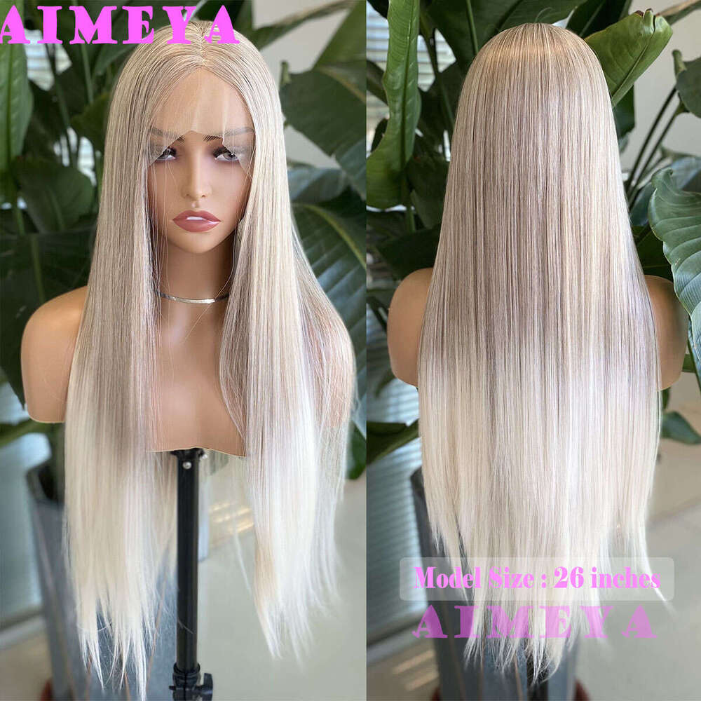 AIMEYA Blonde Wig For Women Ombre Color Lace Front Wigs Highlights Natural Looking Synthetic Hair Heat Resistant Daily Use