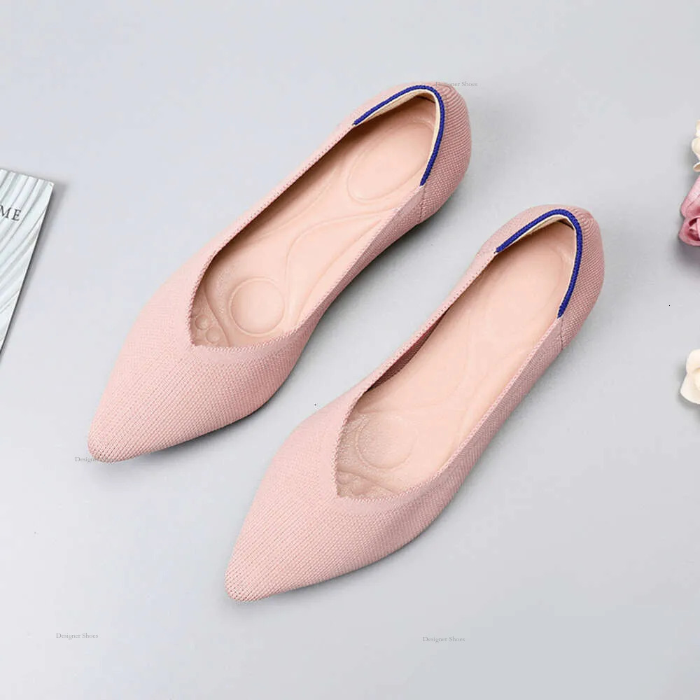 Princess Chicken Rolls Spring And Autumn Flying Weaving Single Doudou Flat Large Women's Soft Sole Knitted Pointed Boat Shoes